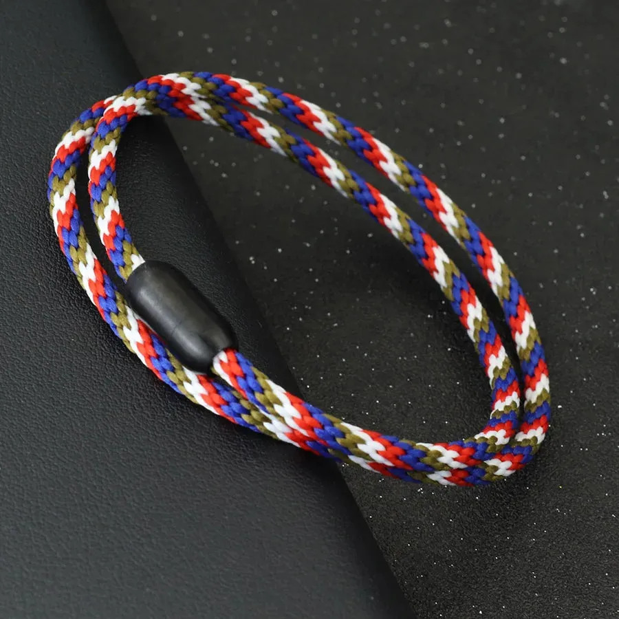 Noter Men Bracelet High Quality 2024 Stainless Steel Magnet Buckle Double Layer Macrame Braslet Outdoor Camping Nautical Braclet