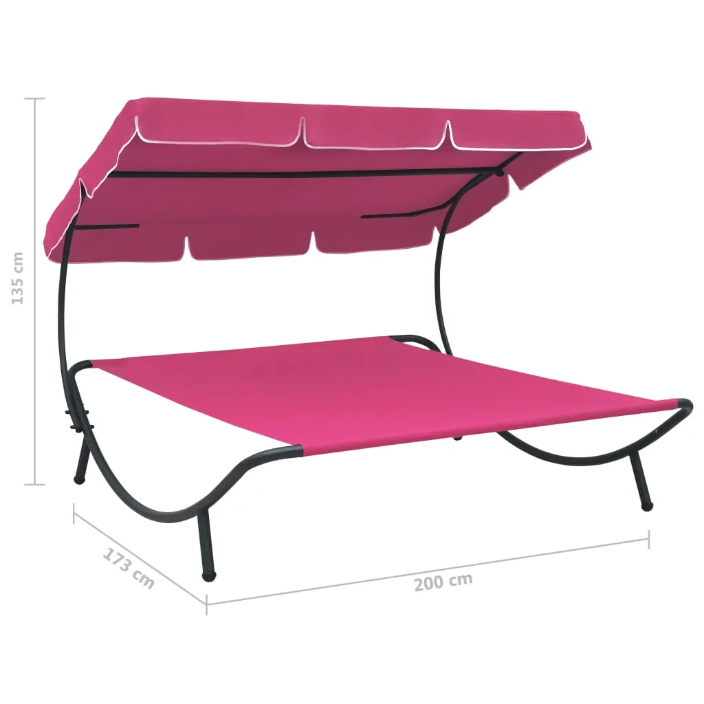 Outdoor Lounge Bed with Canopy Pink