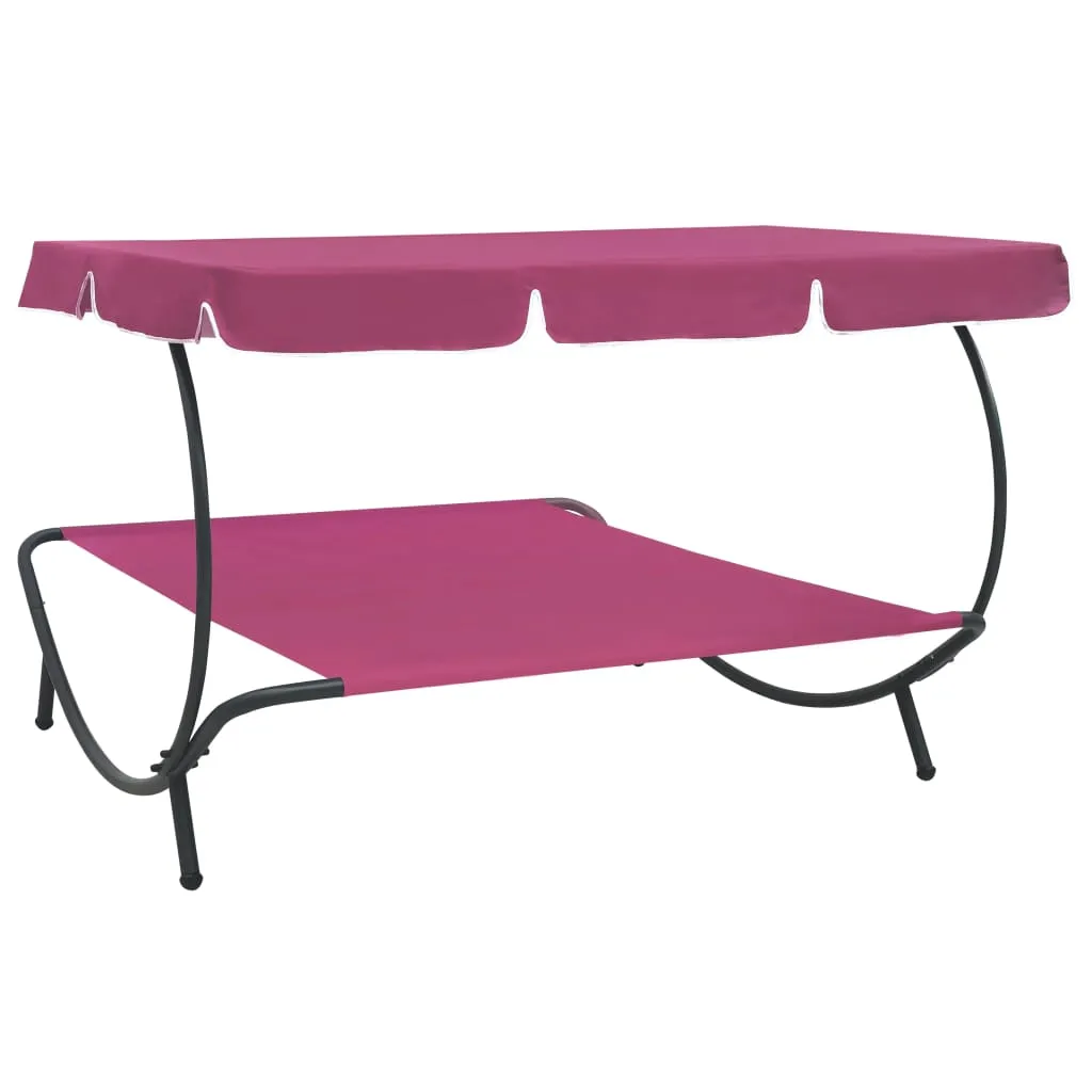 Outdoor Lounge Bed with Canopy Pink