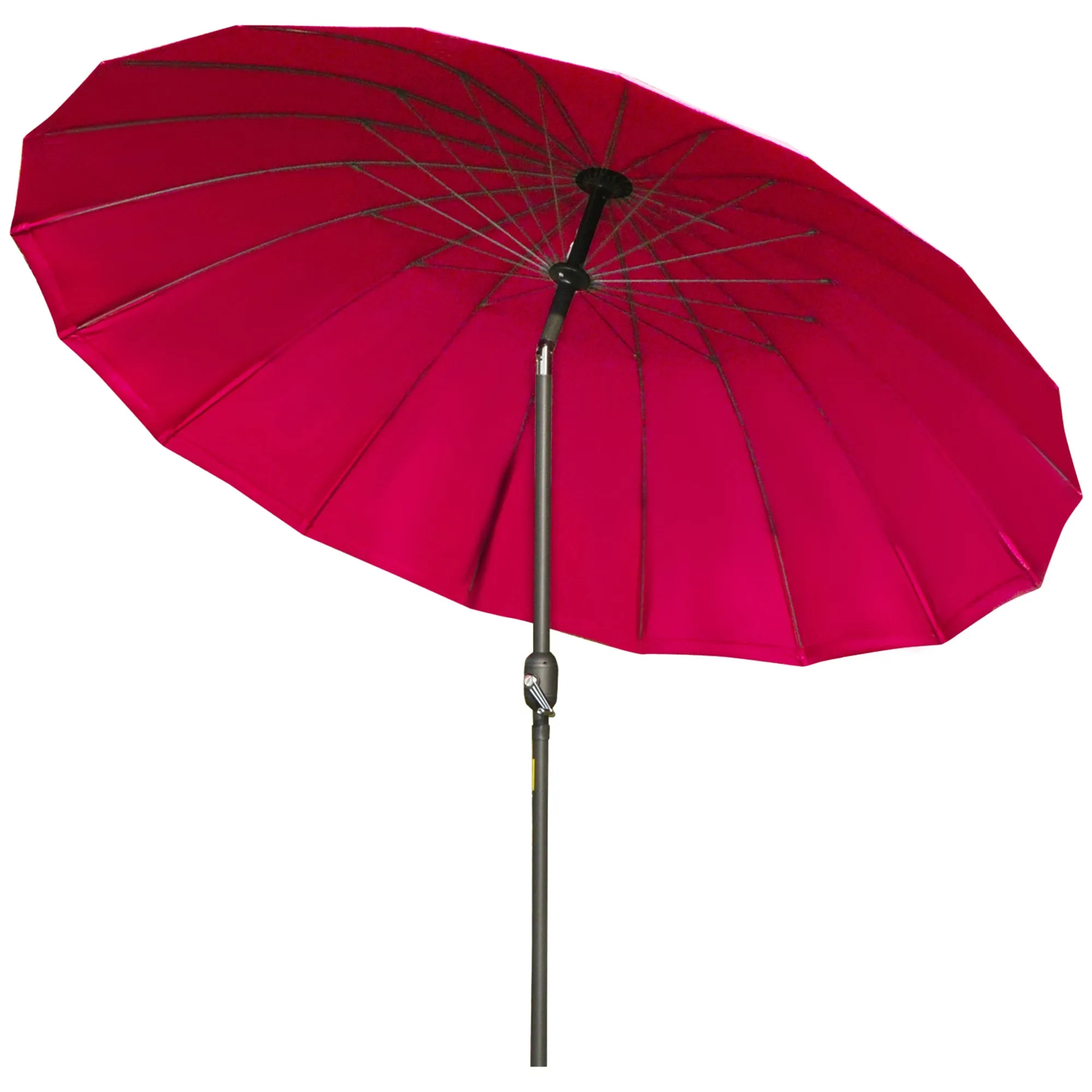 Outsunny 2.6m Round Curved Adjustable Parasol Sun Umbrella Metal Pole Red