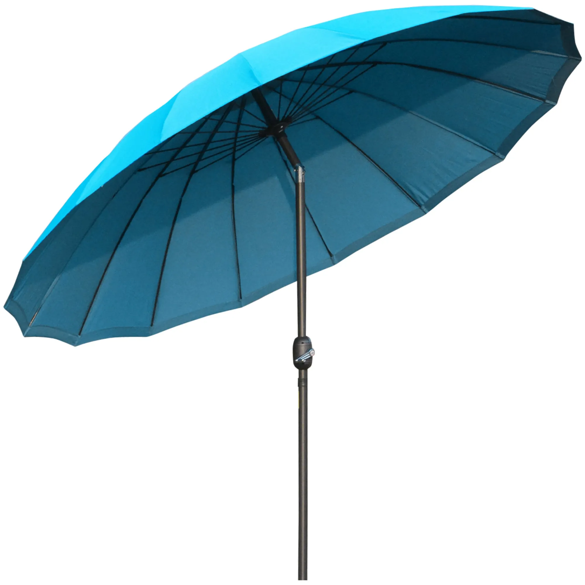 Outsunny 2.6m Round Curved Adjustable Parasol Sun Umbrella Metal Pole Turquoise