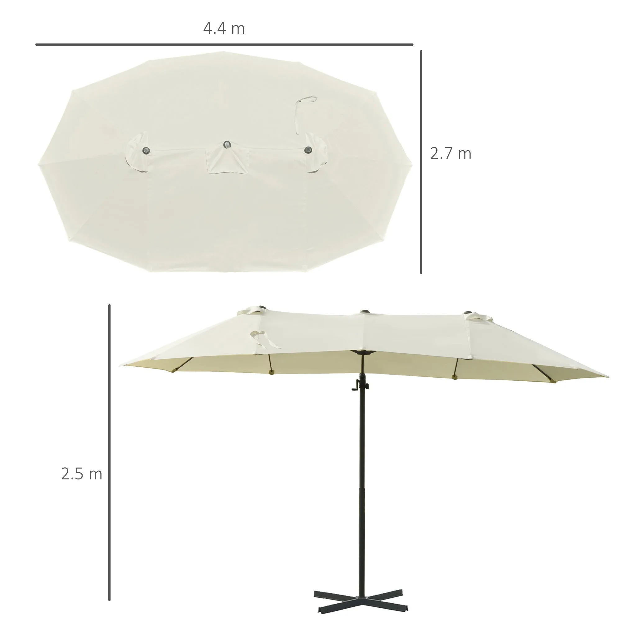 Outsunny Double Canopy Offset Parasol Umbrella Garden Shade Steel Canopy Beige