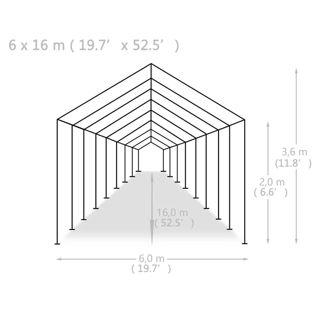 Party Tent PE 6x16 m White