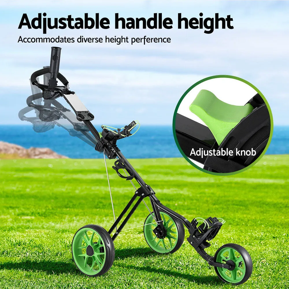 Quick Fold 3-Wheel Golf Trolley Cart with Adjustable Handle Everfit