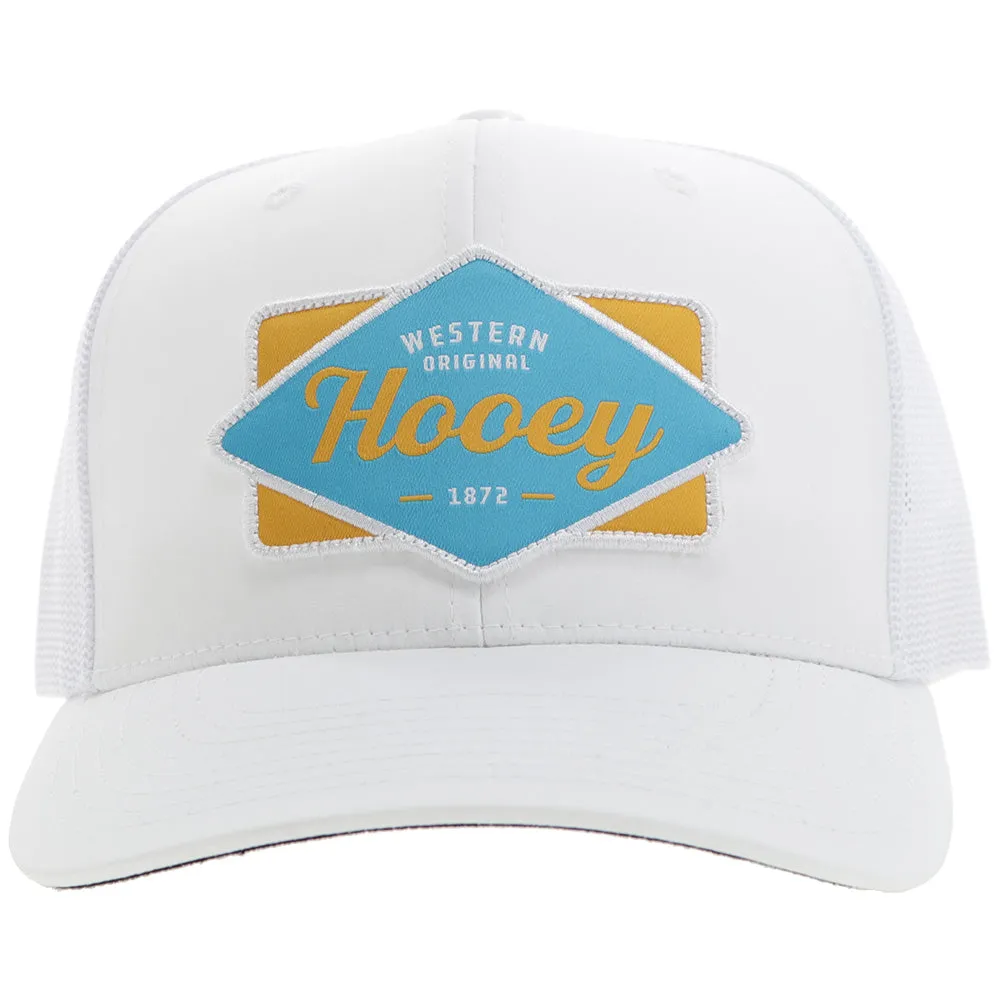 "Diamond" Hooey Hat White w/Blue/Yellow Patch