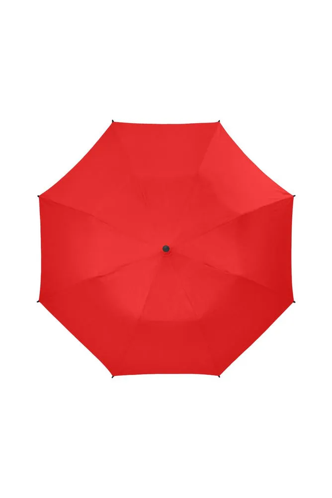 Red Solid Semi-Automatic Foldable Umbrella (Model U05)