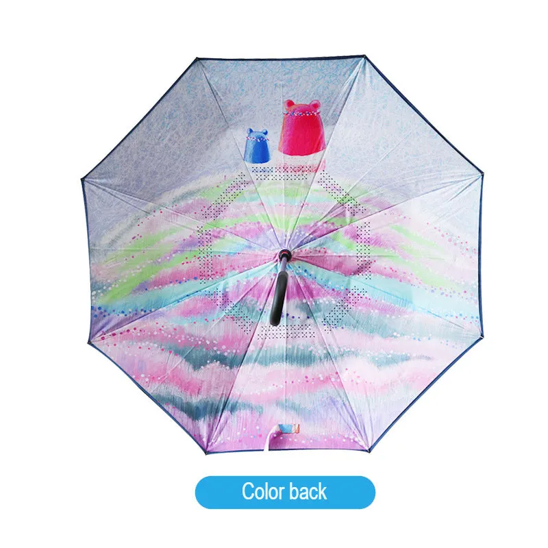 Reverse Umbrella Double-Layer Children's Umbrella Male And Female Cartoon Primary School Children Going To School 12 Years Old Rain Gear Umbrella