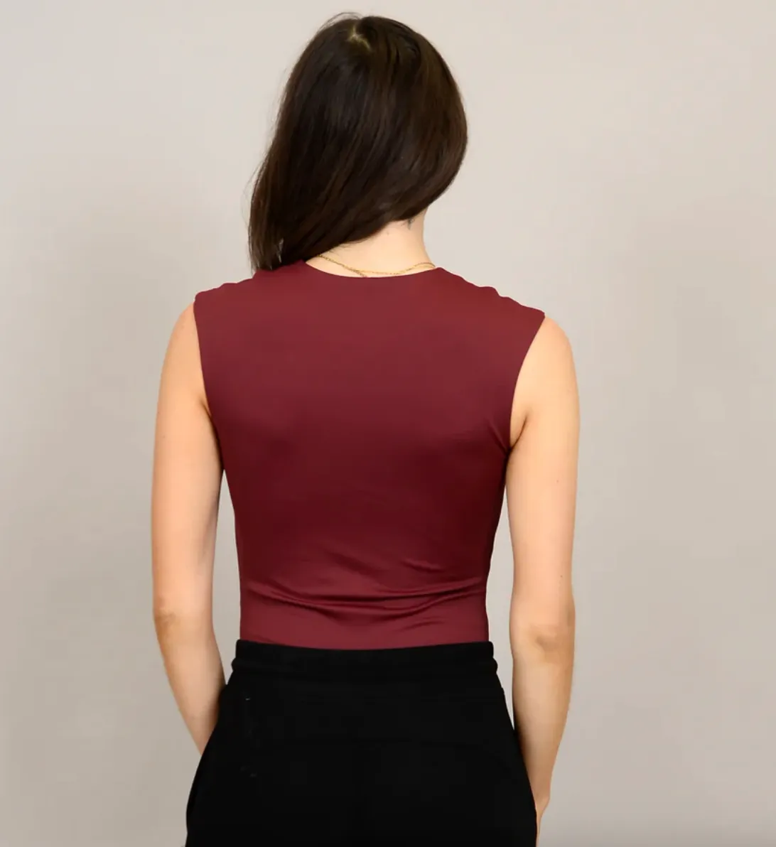 Roxi Sleeveless Crewneck Bodysuit - Oxblood