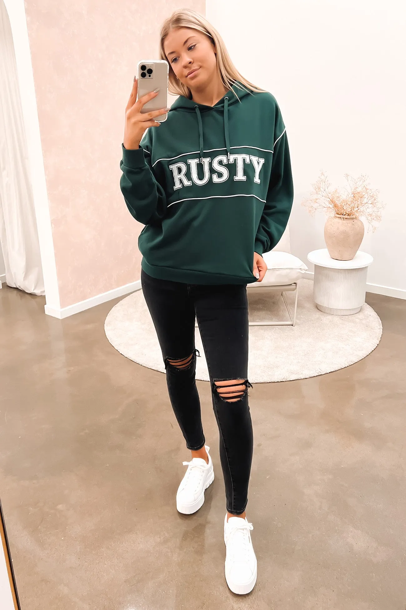 Rusty Line Oversize Hooded Fleece Green Gables