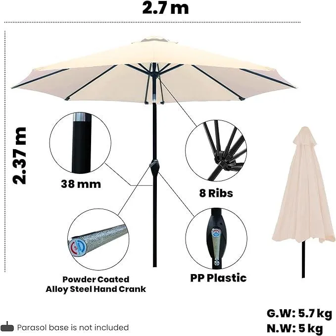 SG TRADERS 2.7m Garden Parasol Umbrella