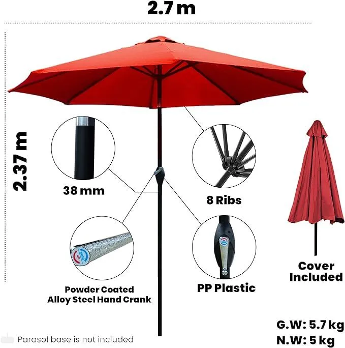 SG TRADERS 2.7m Garden Parasol Umbrella