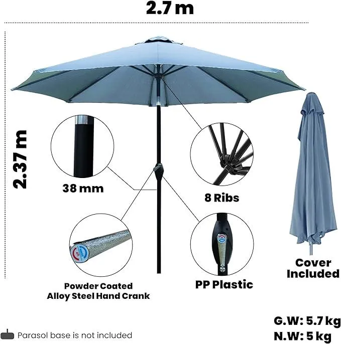 SG TRADERS 2.7m Garden Parasol Umbrella