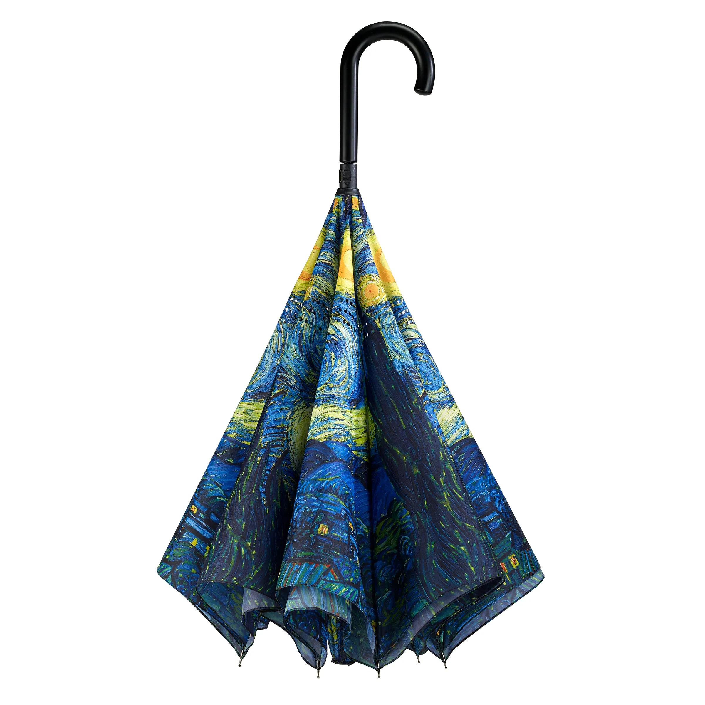 Starry Night Stick Umbrella Reverse Close