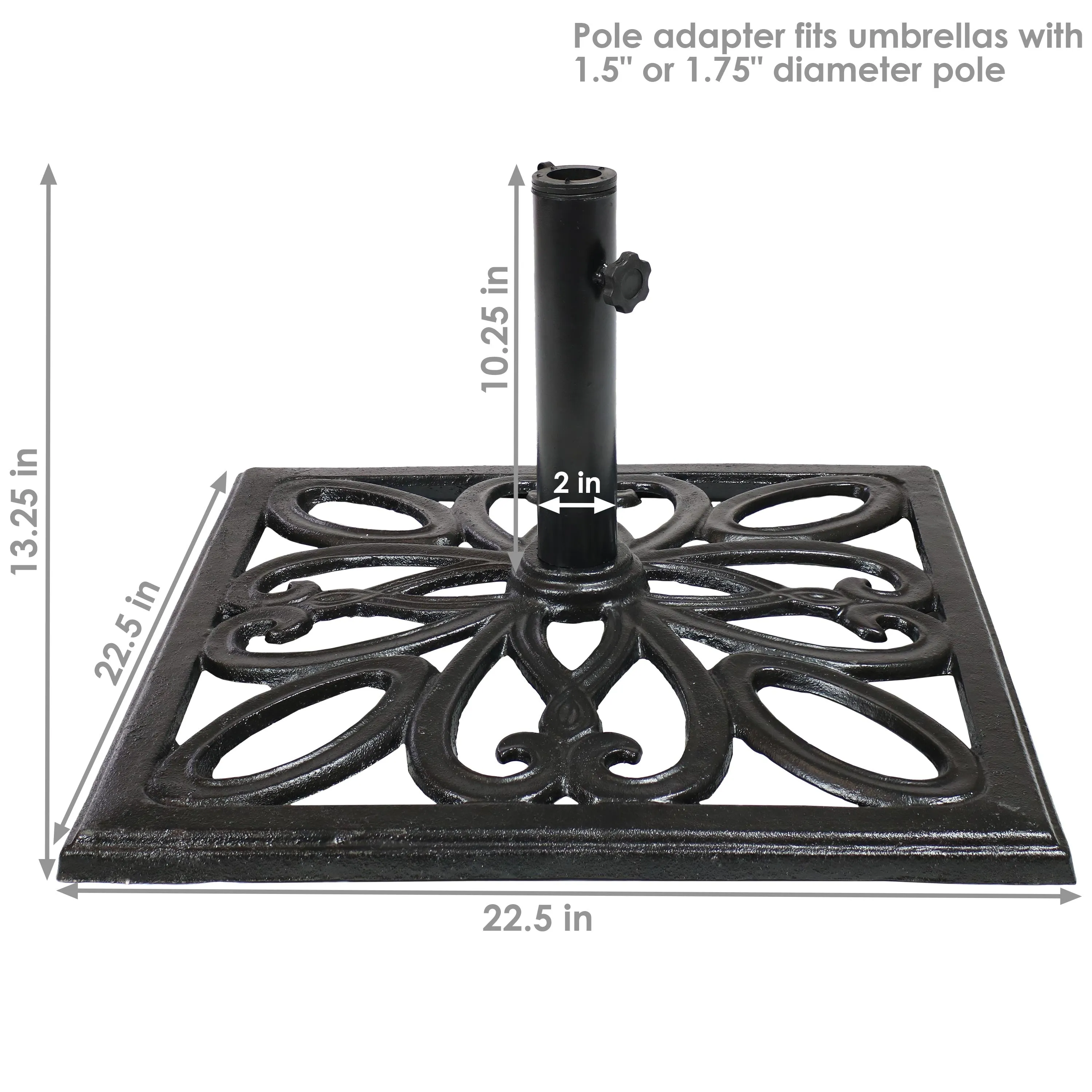 Sunnydaze Cast Iron Imperial Black Geometric Umbrella Base - 22"