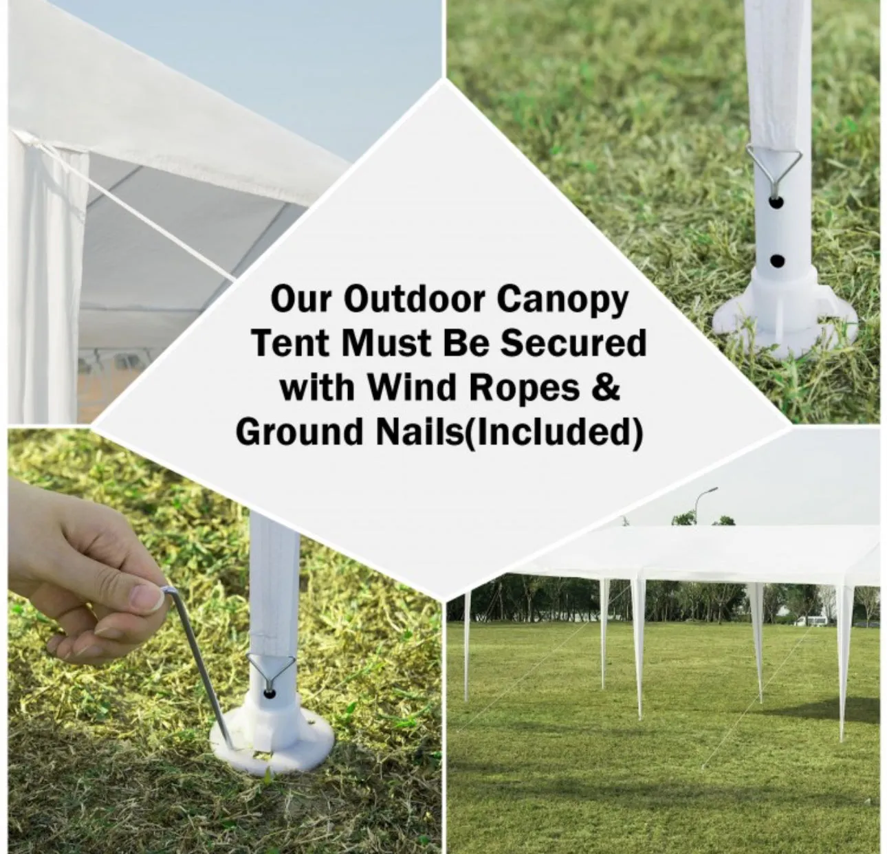 Super Cool Heavy Duty 10x30ft Gazebo Canopy Tent With Ground Stakes, Wind Ropes | Waterproof | Easy Assembly | Patio Tent