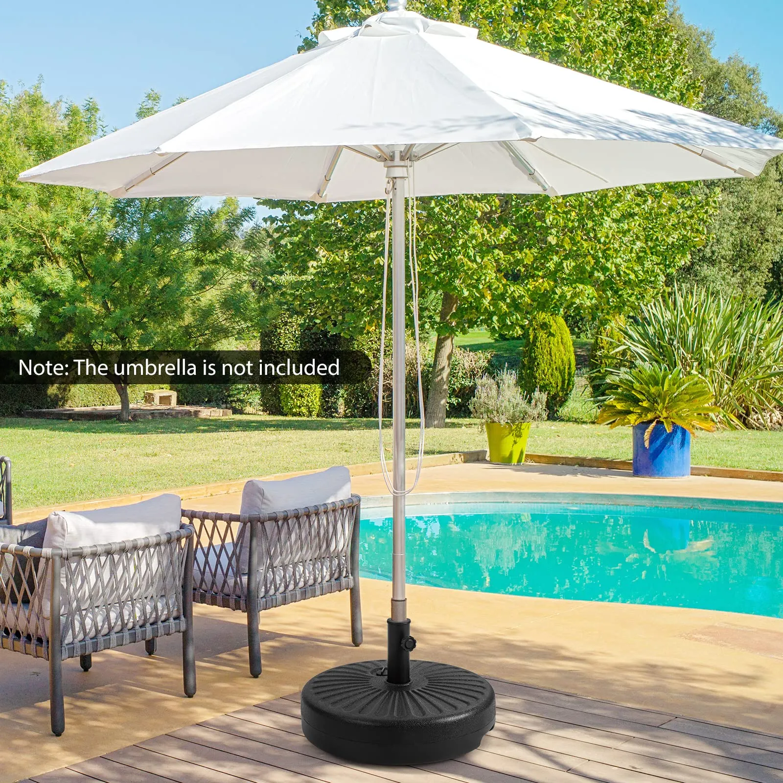 Tangkula Fillable Umbrella Base Stand, 75 lbs Water & Sand Filled Heavy Duty 20 Inch Round Patio Outdoor Umbrella Weight Base