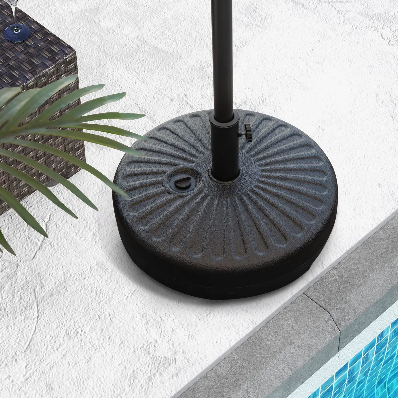 Tangkula Fillable Umbrella Base Stand, 75 lbs Water & Sand Filled Heavy Duty 20 Inch Round Patio Outdoor Umbrella Weight Base