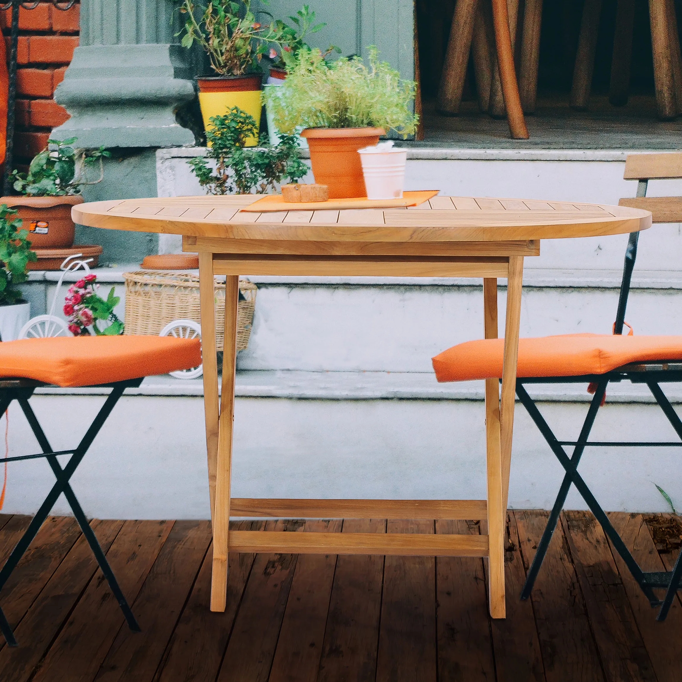 Teak Wood Java Folding Table, 47 inch