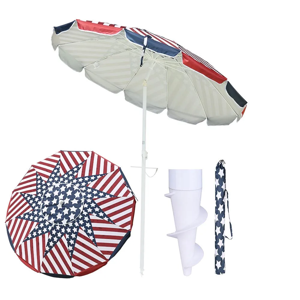 TheLAShop 6 Ft Tilt Beach Umbrella with Anchor 12-Rib