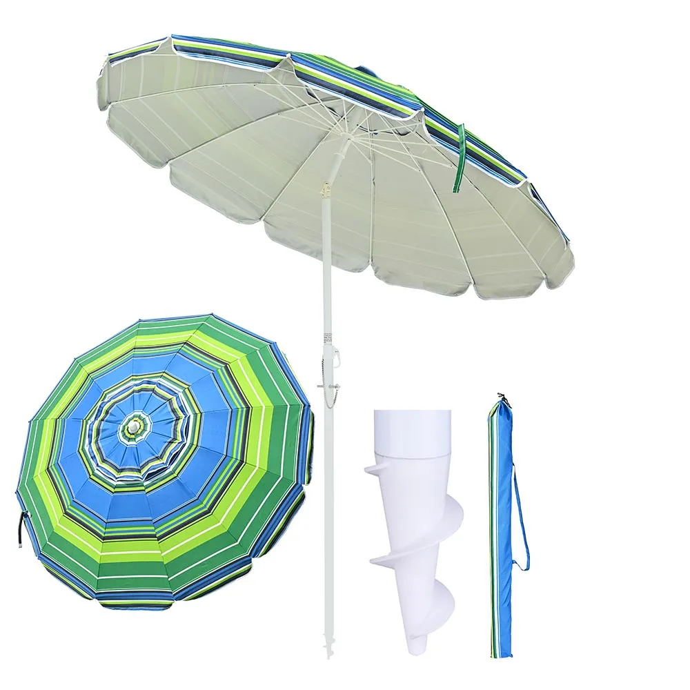 TheLAShop 6 Ft Tilt Beach Umbrella with Anchor 12-Rib