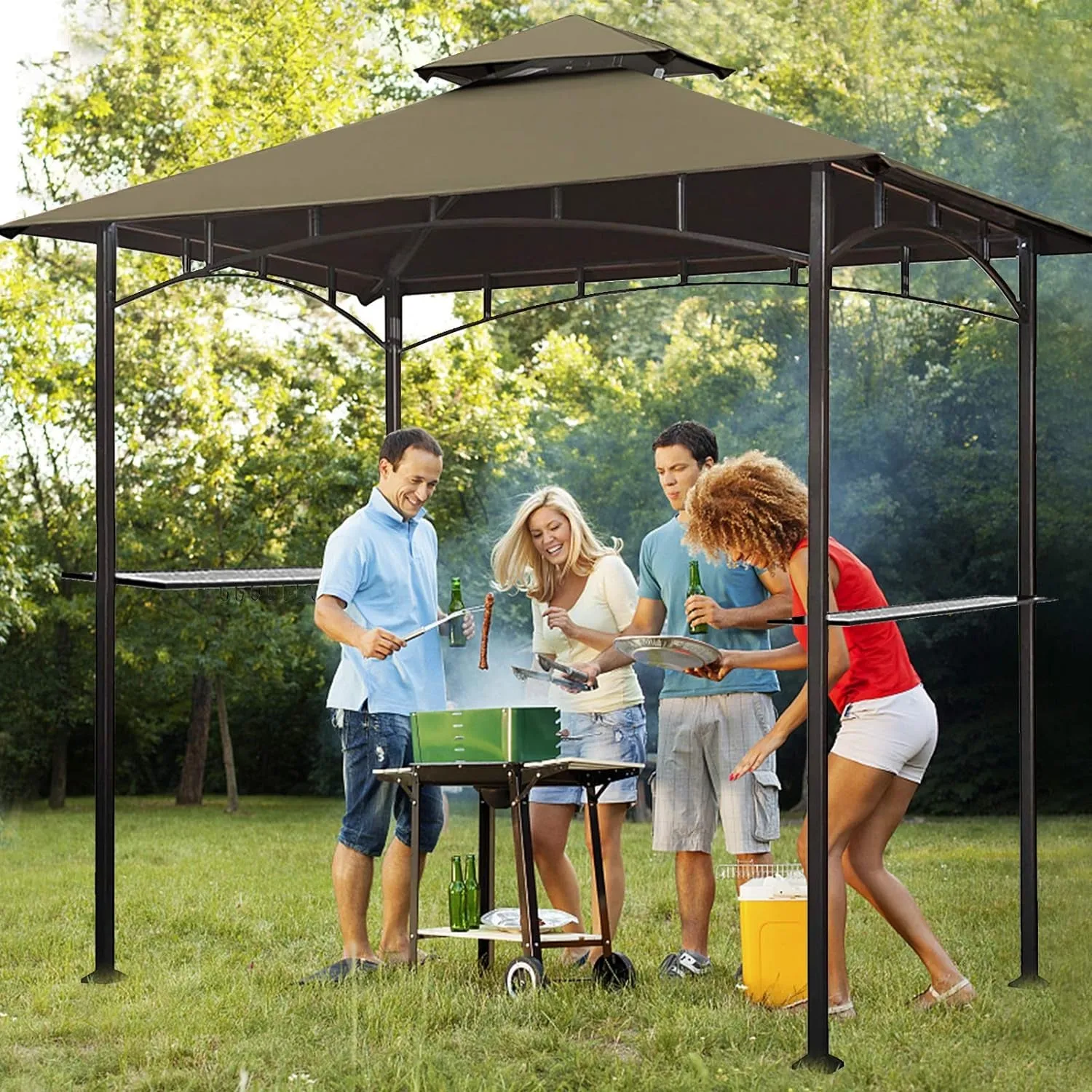 USA High Performance Grill Gazebo Canopy Replacement Cover 5X8 BBQ Gazebo Shelter Top（Cocoa