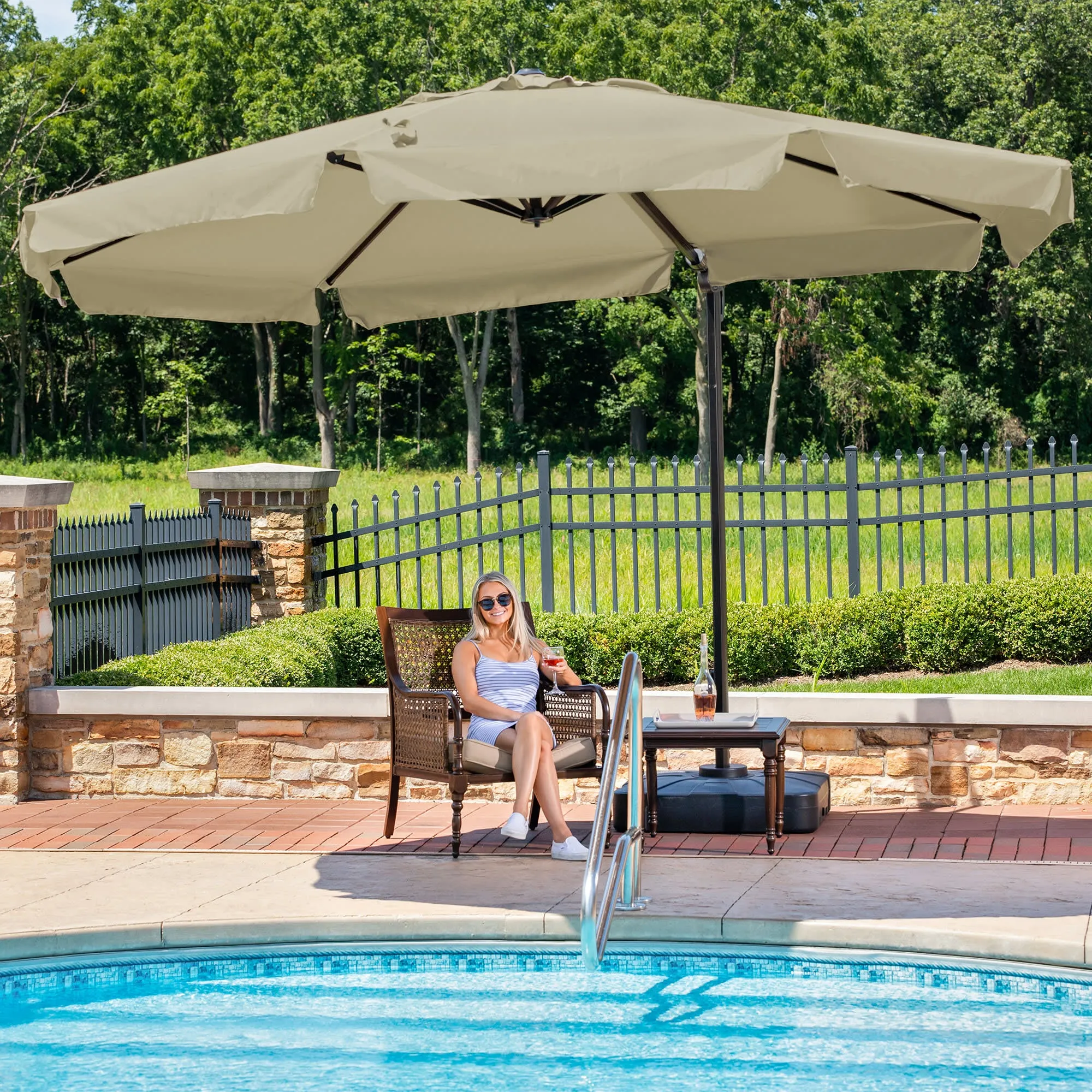 Victoria 13-ft Octagonal Cantilever Patio Umbrella in Sunbrella Acrylic