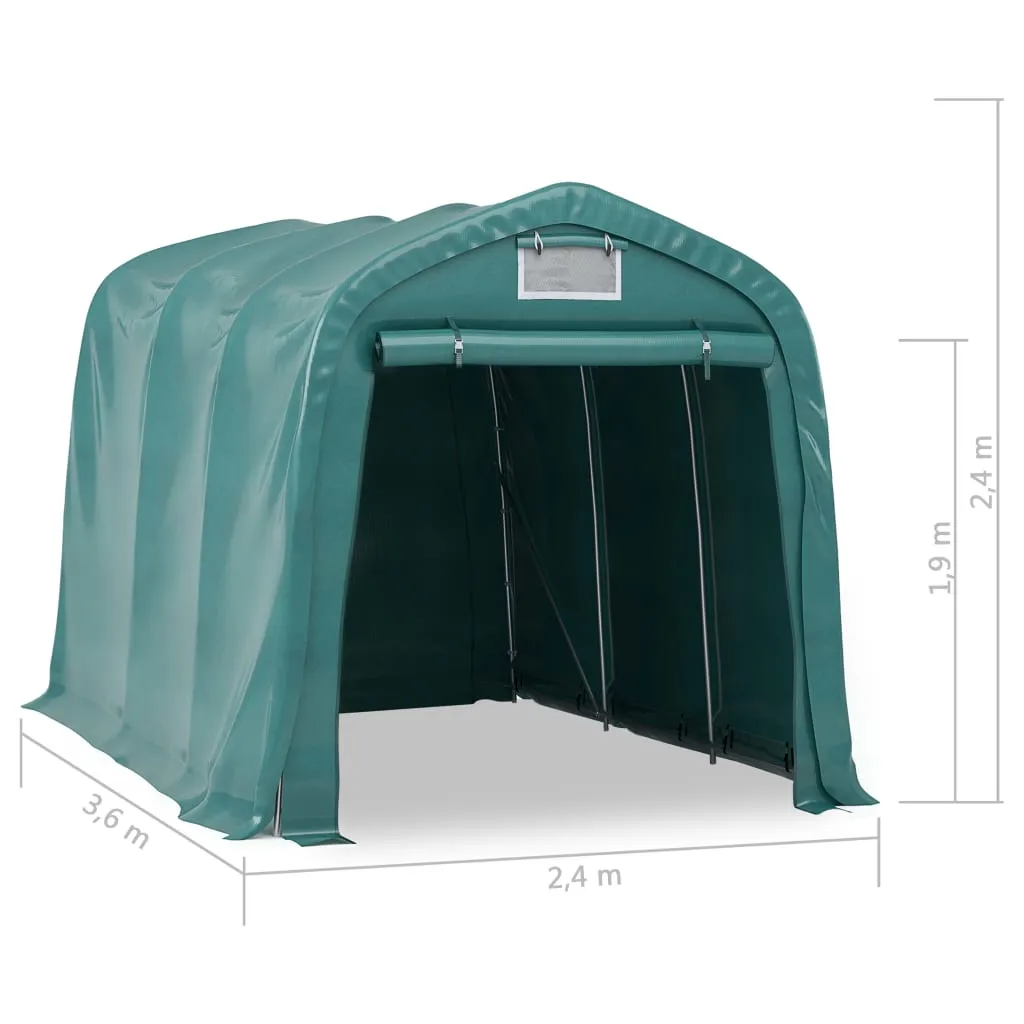 vidaXL Garage Tent PVC 2.4x3.6 m Green