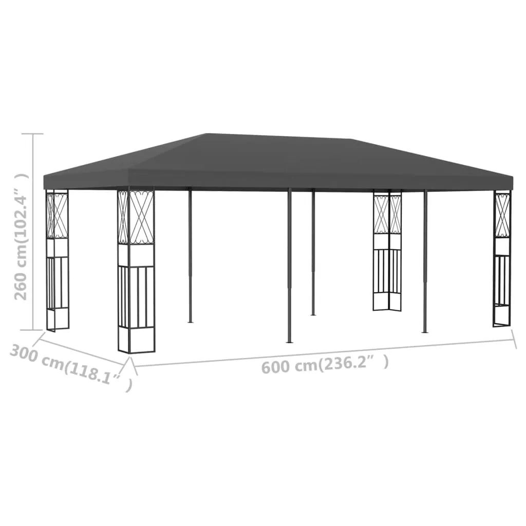 vidaXL Gazebo 3x6 m Anthracite Fabric