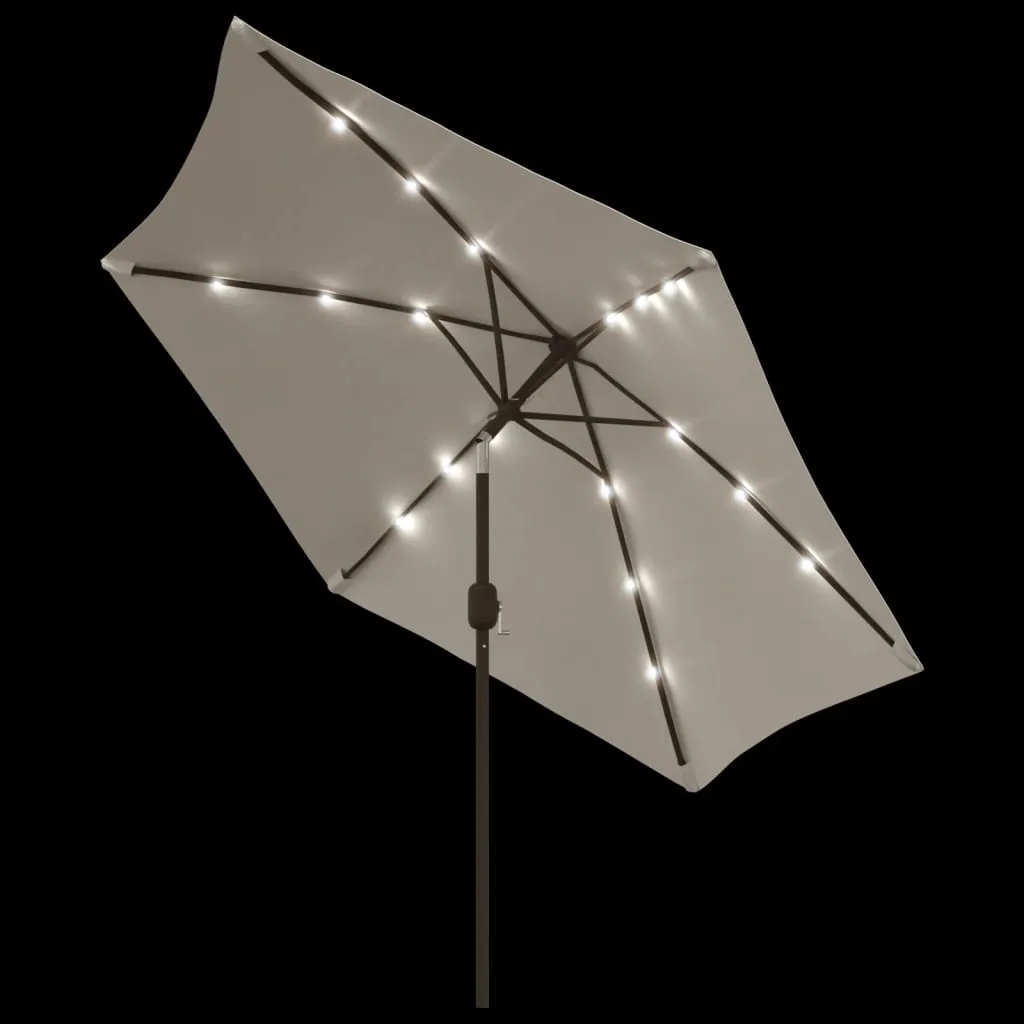 vidaXL LED Cantilever Garden Parasol 3 m Sand White