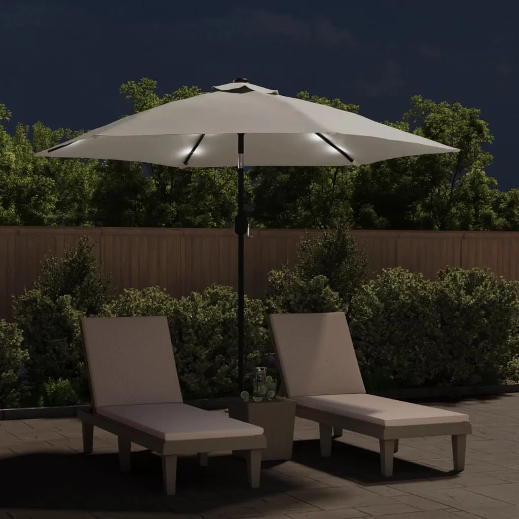 vidaXL LED Cantilever Garden Parasol 3 m Sand White