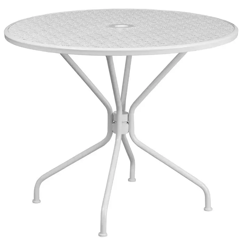 Westbury Round 35.25'' White Steel Table for Patio/Bar