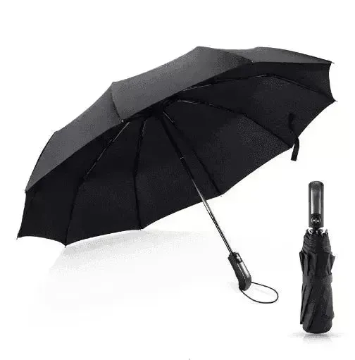 Windproof Auto Luxury Umbrella for Rain, Black Coating