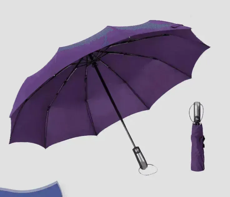 Windproof Auto Luxury Umbrella for Rain, Black Coating