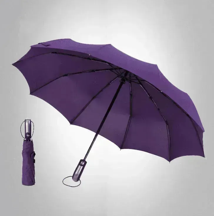 Windproof Auto Luxury Umbrella for Rain, Black Coating