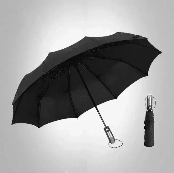 Windproof Auto Luxury Umbrella for Rain, Black Coating