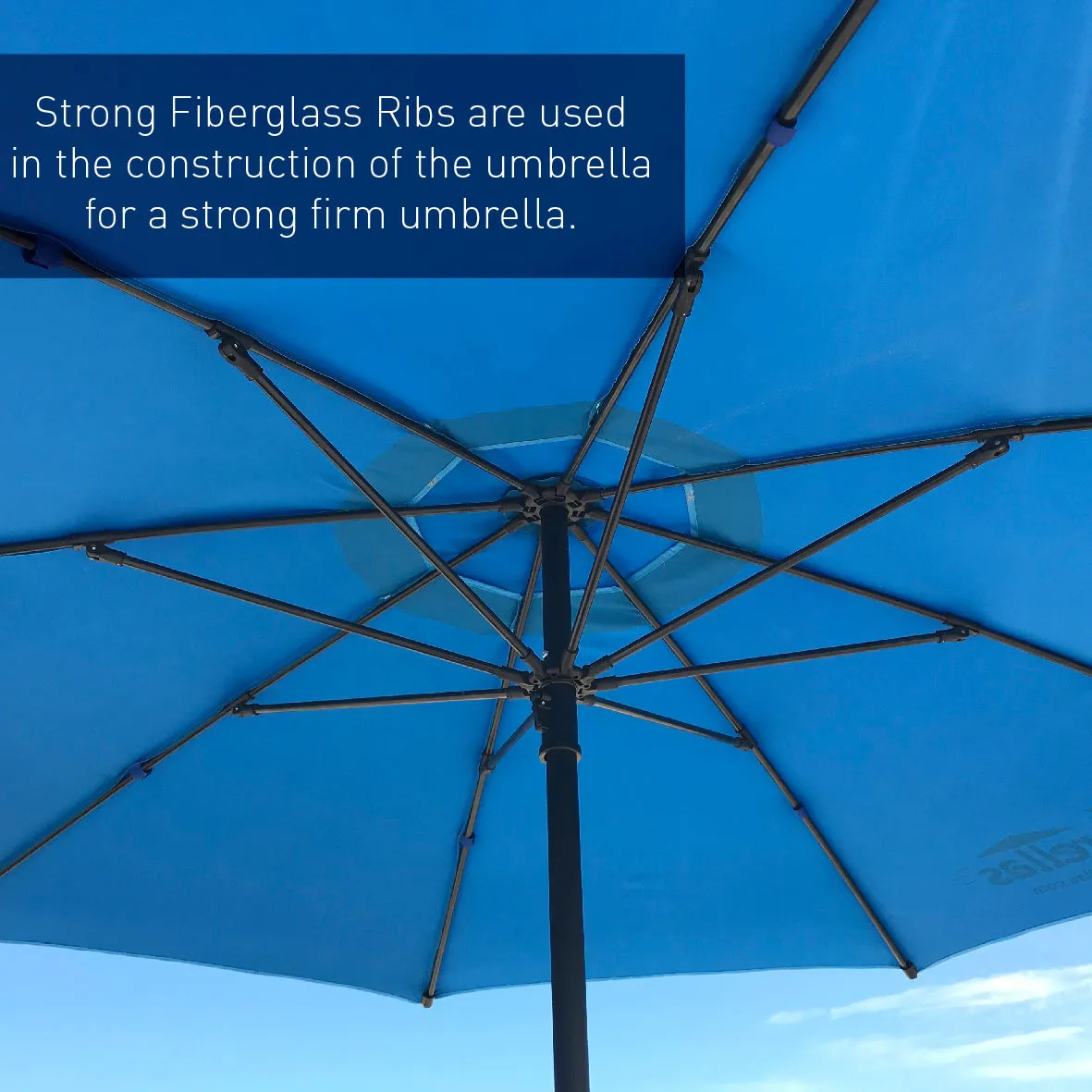 Xbrellas – The Best High Wind Resistant Large 7.5’ Beach Umbrella.  6 Heavy Duty Strong Fiberglass Ribs, Marine Grade