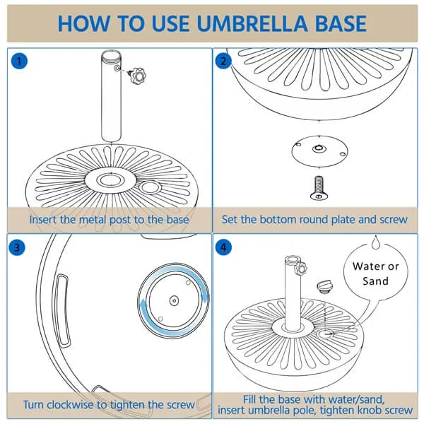 Yaheetech Umbrella Base 22L Round Water & Sand Filled Patio Outdoor Umbrella Stand